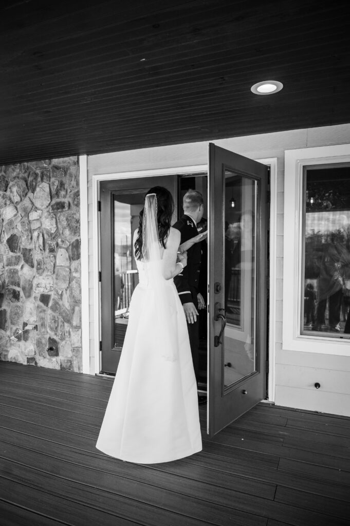 Halcyon Watson wedding cocktail hour on the covered deck with indoor-outdoor bar access.