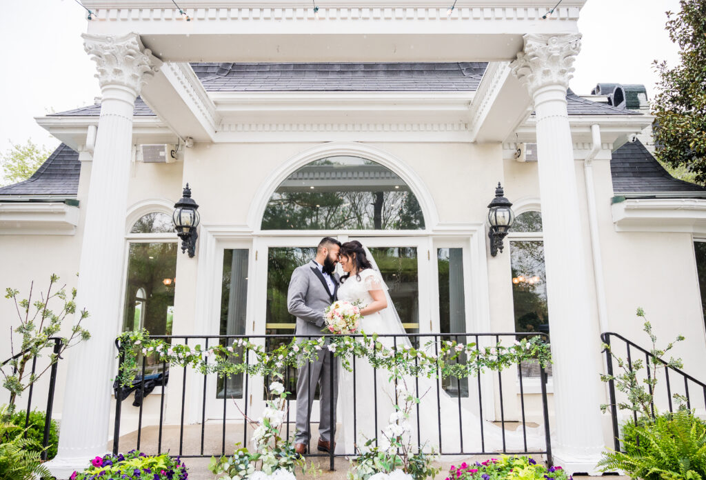 Ceresville Mansion wedding venue exterior with European-inspired architecture in Frederick, Maryland.

