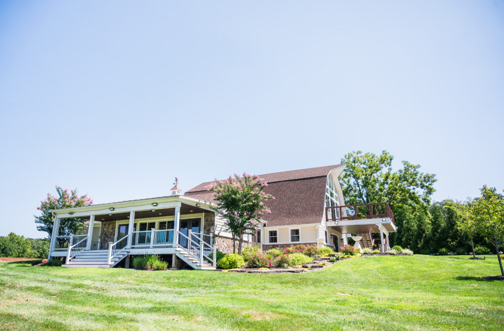 Wide shot of the barn wedding venue at Halcyon Watson, perfect for Northern Virginia weddings.”