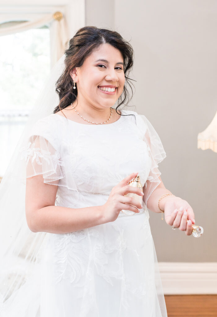 Modern round neckline on a wedding dress