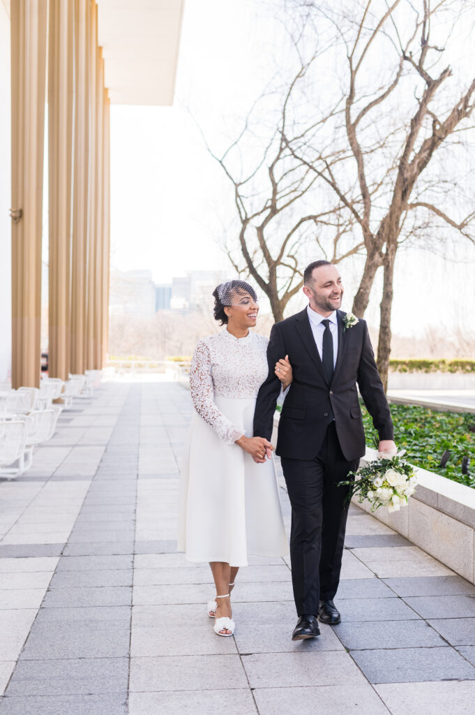 Bridal portrait showing movement in statement sleeves
