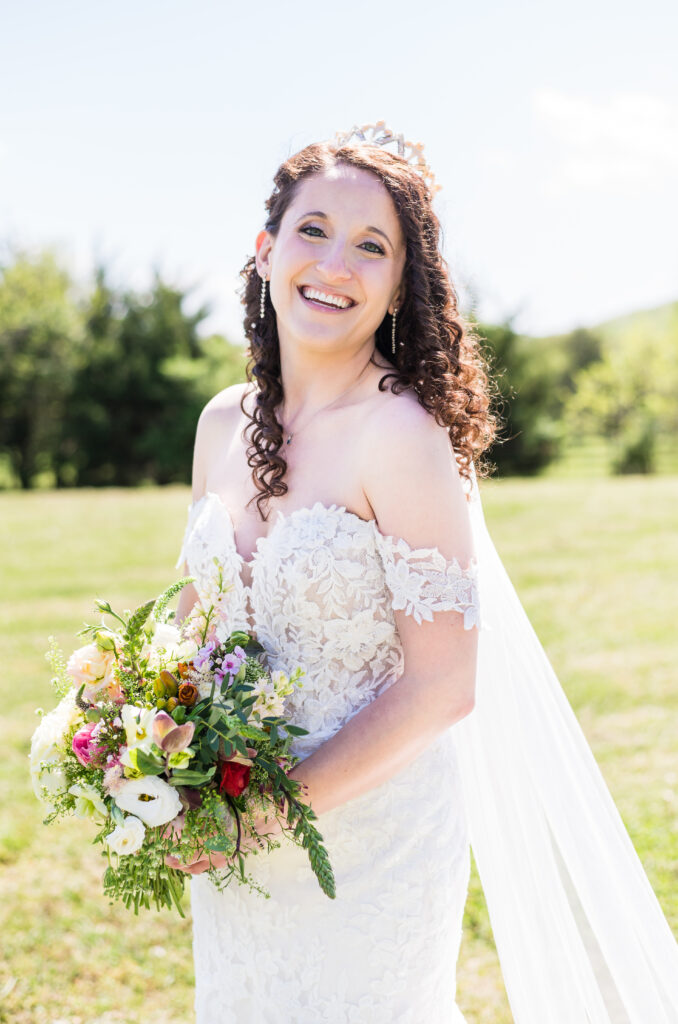 Close-up of intricate lace on a wedding dress