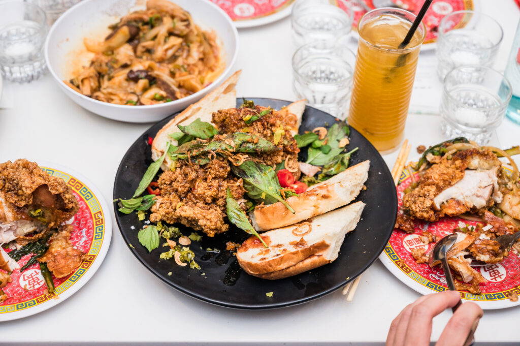 Cambodian and Taiwanese-inspired dishes served at a DC wedding reception at Maketto.