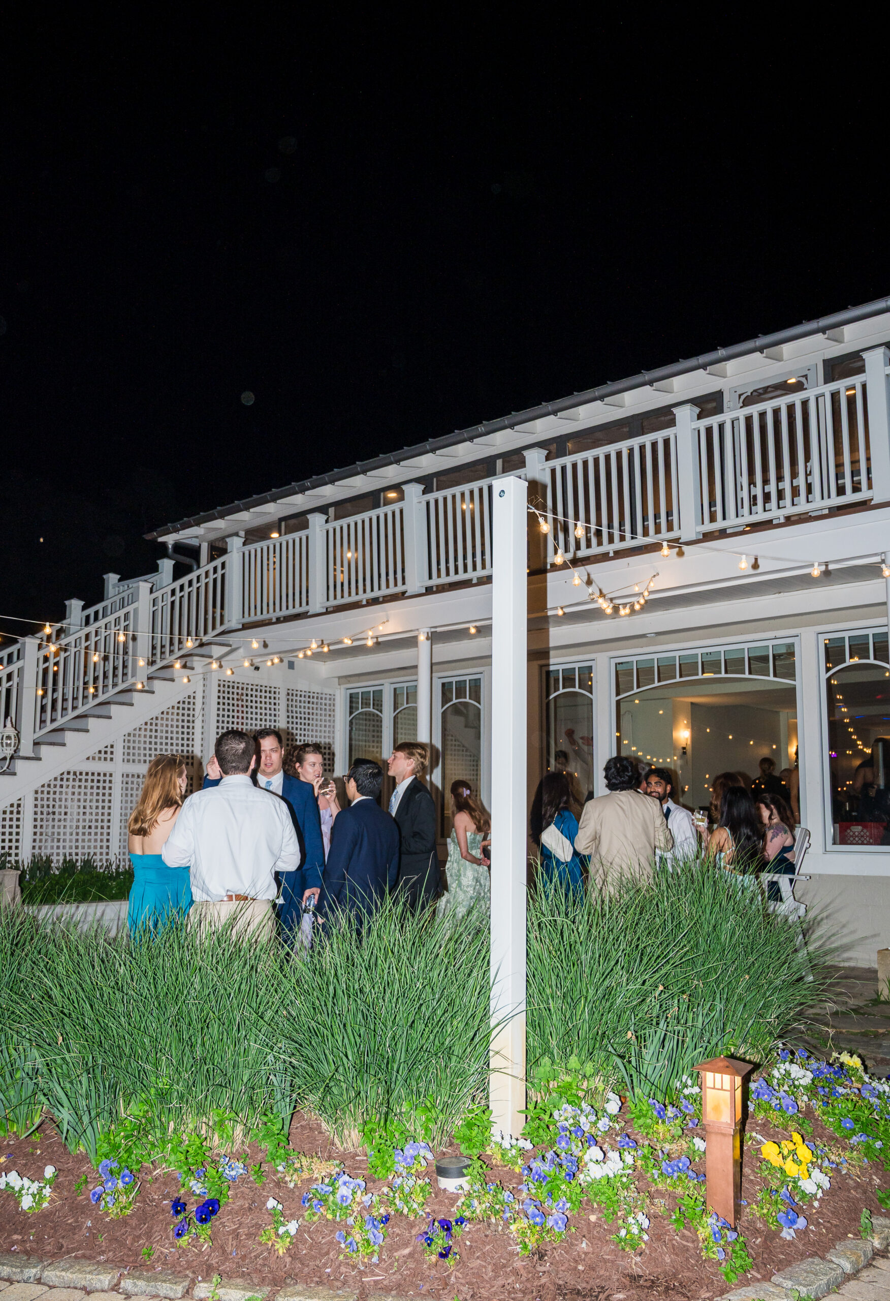 Wedding reception outdoors at night at Herrington on the Bay in North Beach Maryland