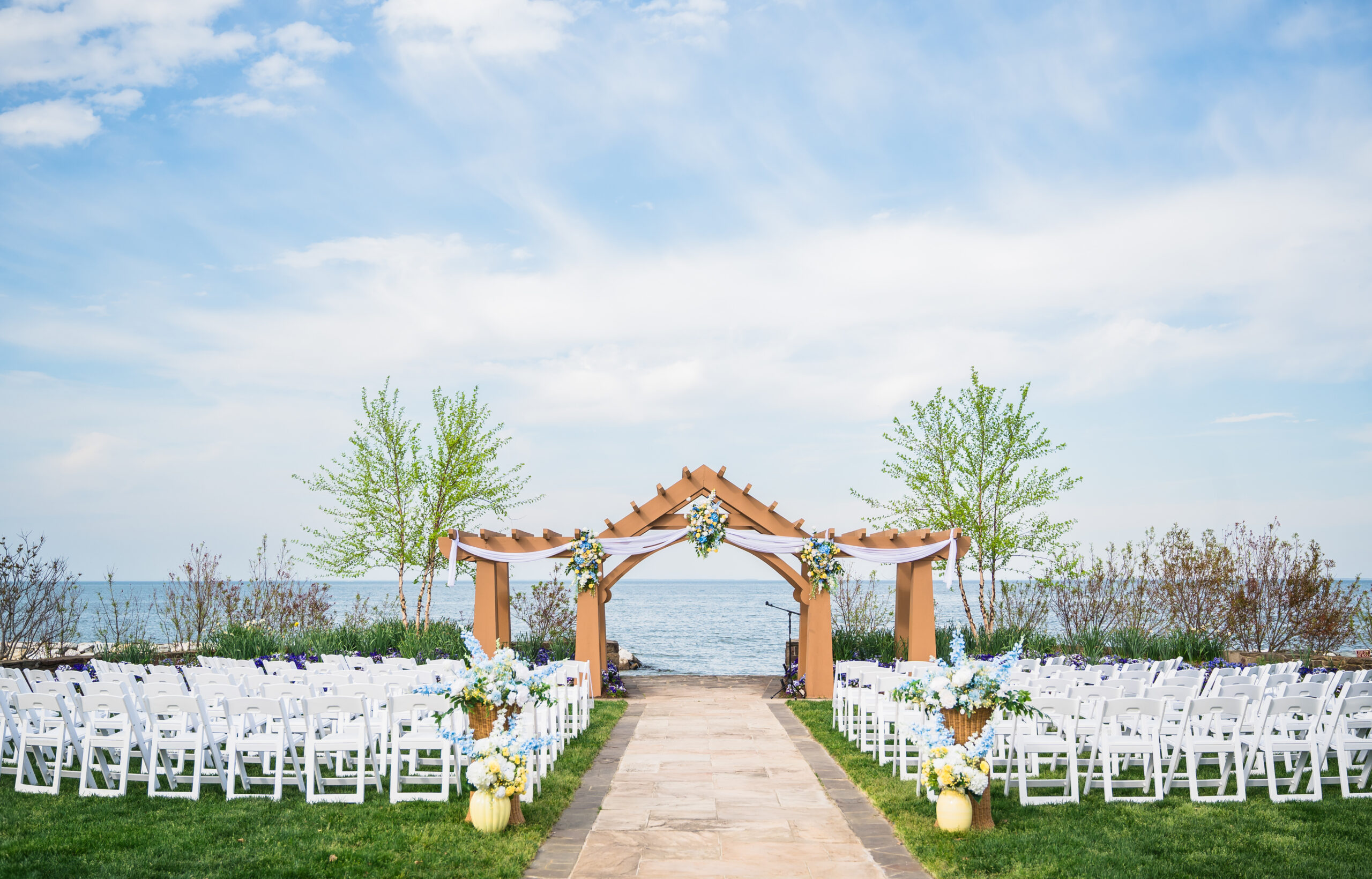Wedding ceremony set up at Herrington on the Bay in Maryland