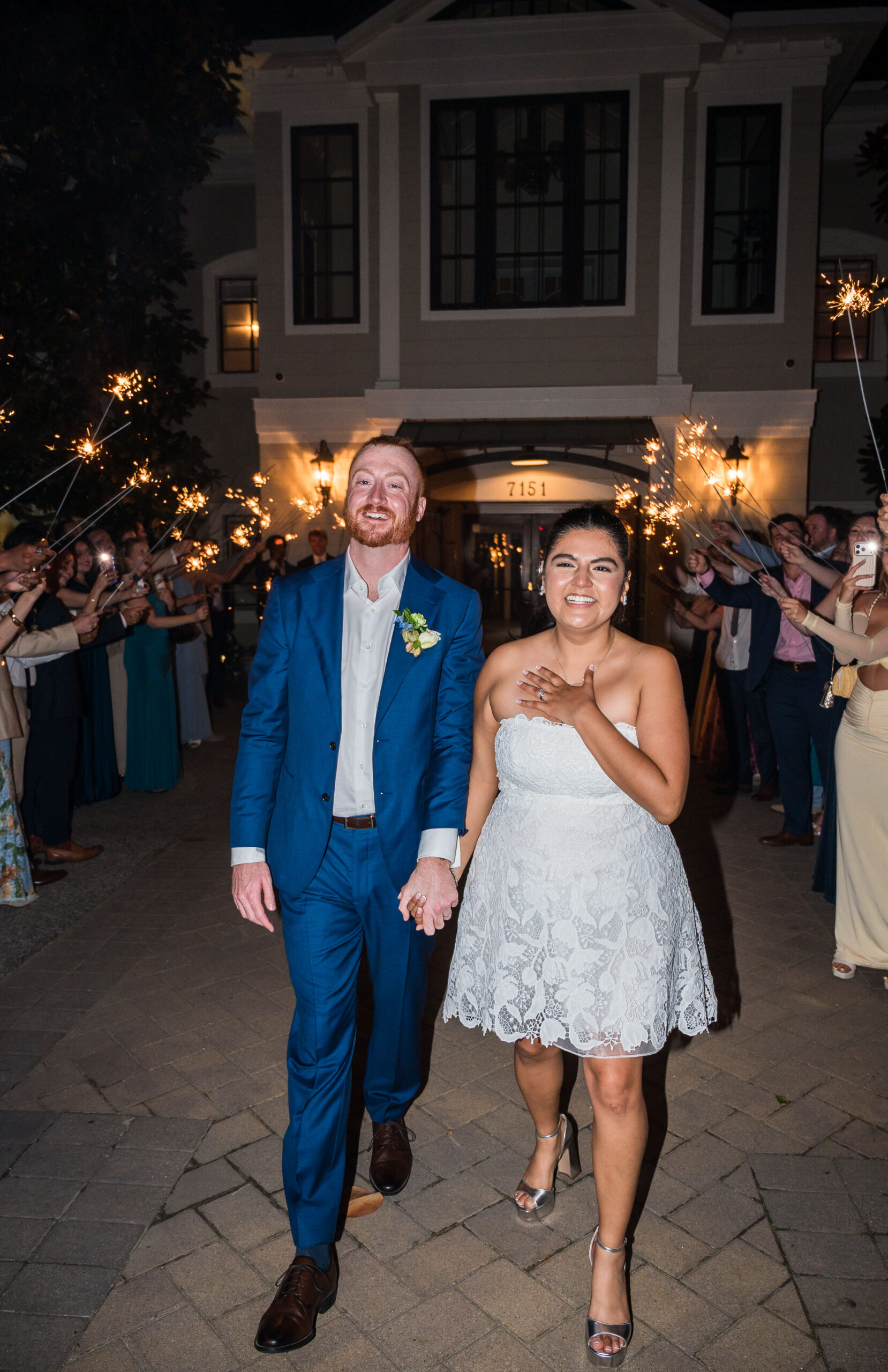 Sparkler wedding exit captured at Herrington on the Bay in Maryland