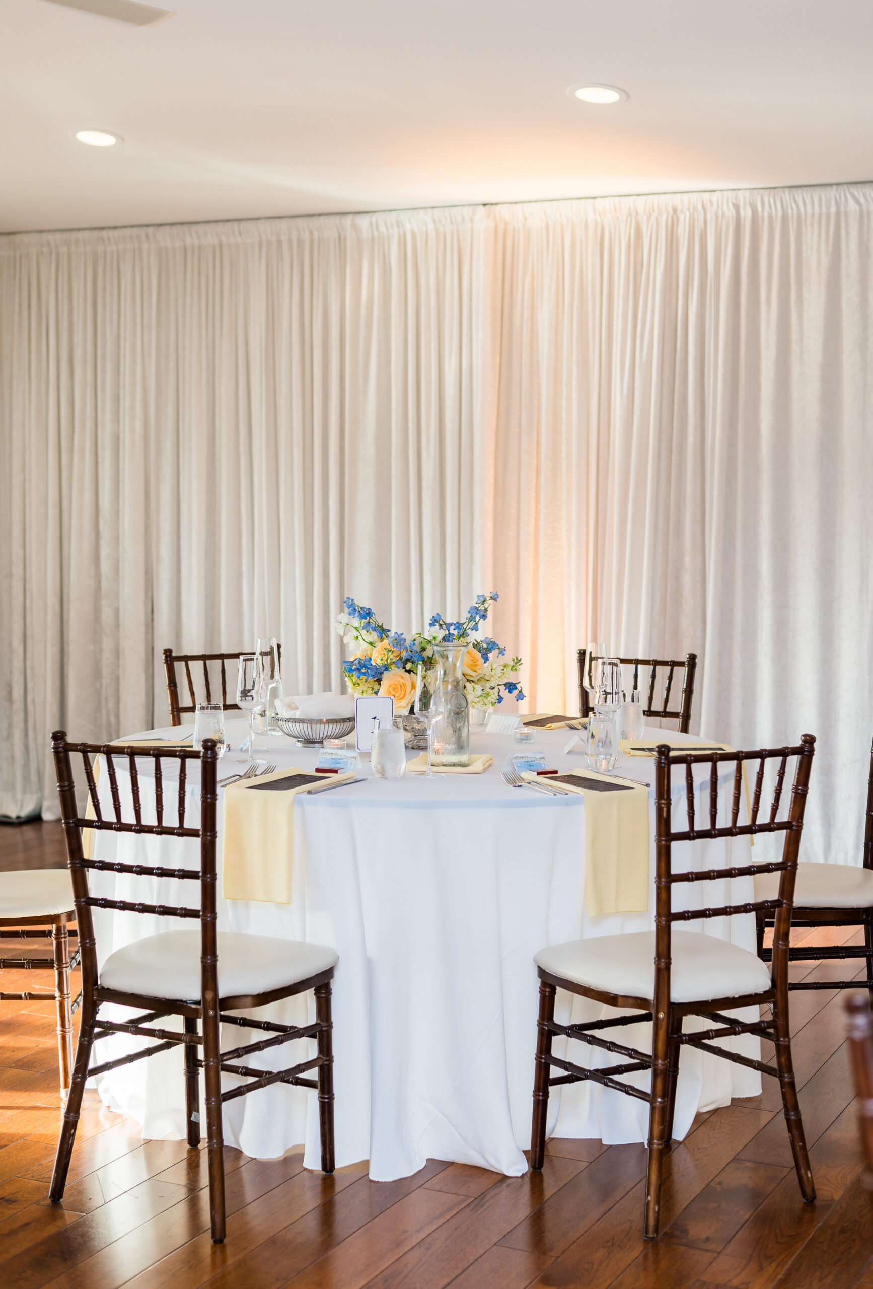 Wedding reception decor at Herrington on the Bay in Maryland