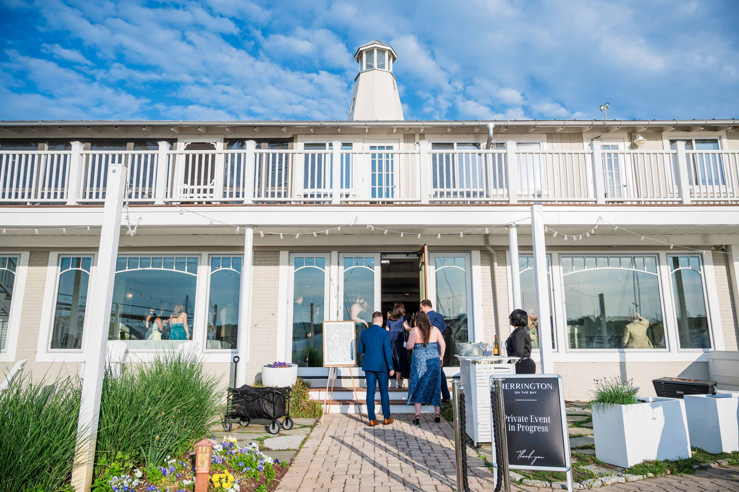 Wedding guests at the yacht club at Herrington on the Bay in Maryland